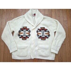 Vintage Miller Outerwear LG Western Knit Sweater Cowichan Aztec Thunderbird VTG